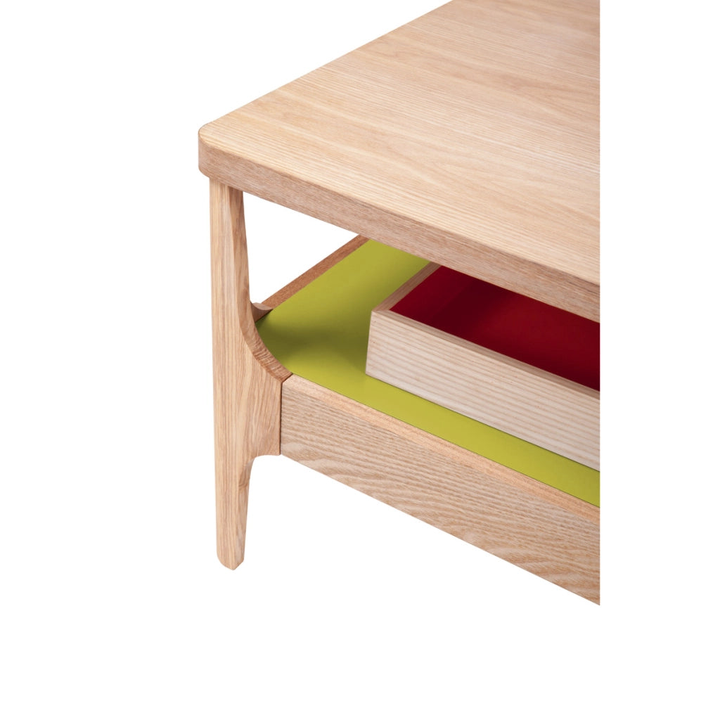 Tavolino da caffe' Addison II in frassino con ripiano verde 120x60 cm