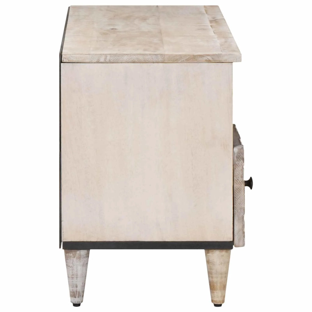 Mobile TV Bianco 100 x 33,5 x 46 cm Legno di mango massello 4018386