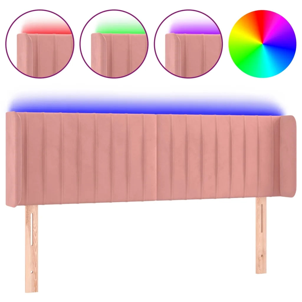 Testiera | Testata a LED Rosa 147x16x78/88 cm in Velluto