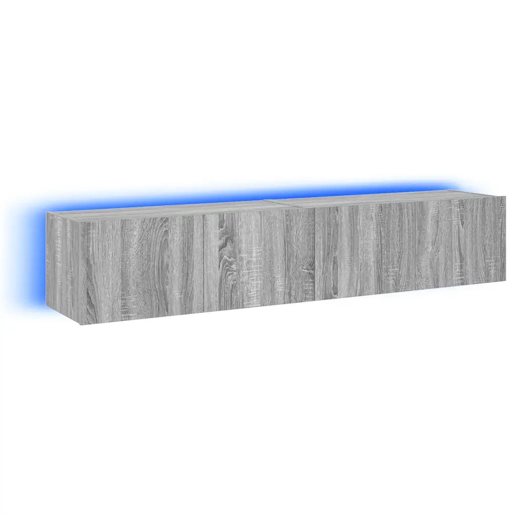 Mobili TV a Parete con Luci LED 2pz Grigio Sonoma 80x35x31 cm 837292