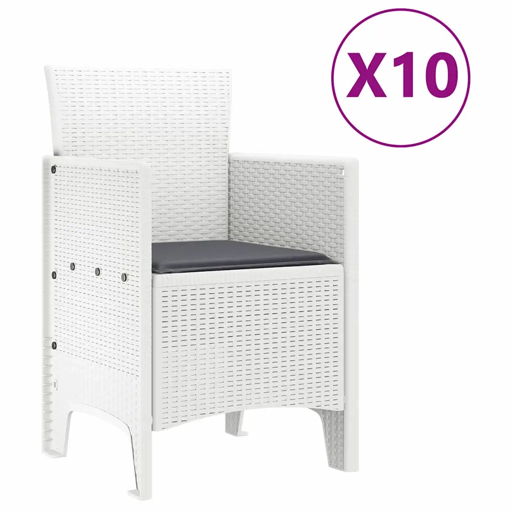 Set da Pranzo per Giardino 11 pcs Bianco Polipropilene