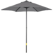 OMBRELLONE DA GIARDINO 2X2 M A 6 STECCHE CON PRESA D'ARIA IN ALLUMINIO METALLO E POLIESTERE GRIGIO SCURO