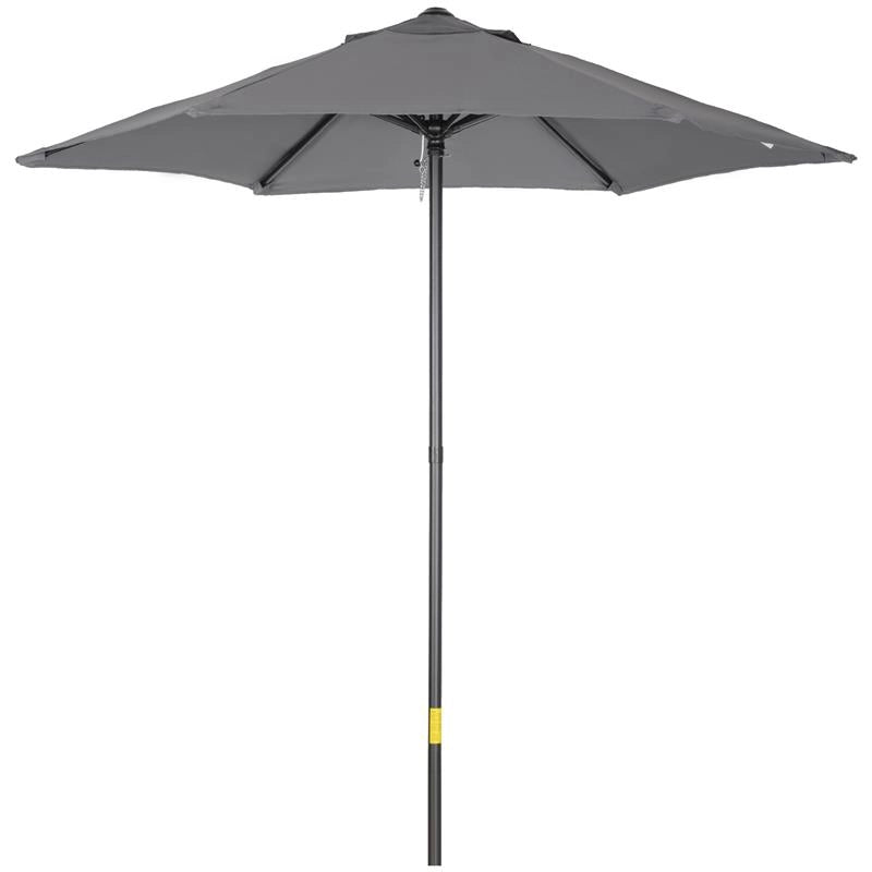 OMBRELLONE DA GIARDINO 2X2 M A 6 STECCHE CON PRESA D'ARIA IN ALLUMINIO METALLO E POLIESTERE GRIGIO SCURO