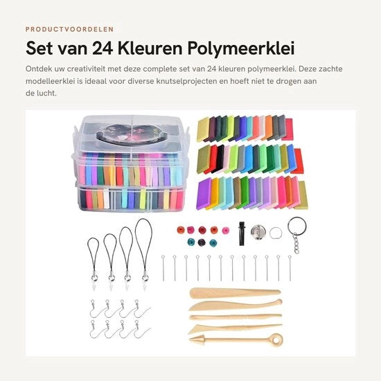 Set di modellazione polimero 24 colori - Strumenti professionali - Modellazione polimero morbido - Resistente ai raggi UV - Resistente al freddo - Superficie non porosa