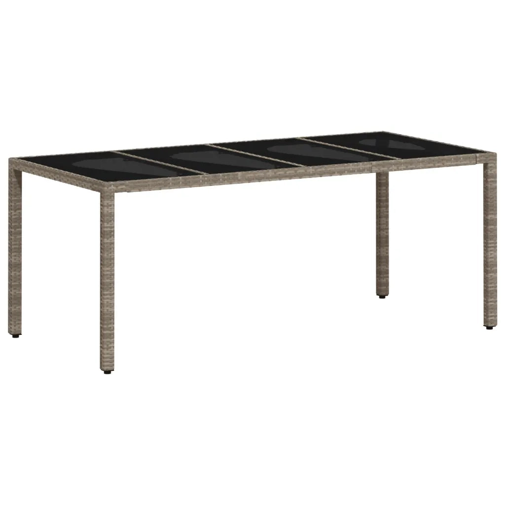 Tavolo Giardino Piano Vetro Grigio Chiaro 190x90x75 Polyrattan 368128