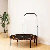 Trampolino Fitness con Maniglia Regolabile, per Interni ed Esterni, in Acciaio e Plastica, Arancione