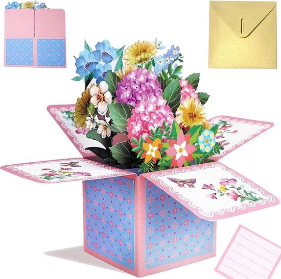 Carta di compleanno 3D - Fiore di compleanno con pop-up, regalo per donna e uomo, Valentino