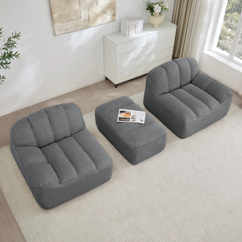 Divano modulare 210x165x79 cm senza montaggio in fleece granulato grigio