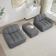 Divano modulare 210x165x79 cm senza montaggio in fleece granulato grigio