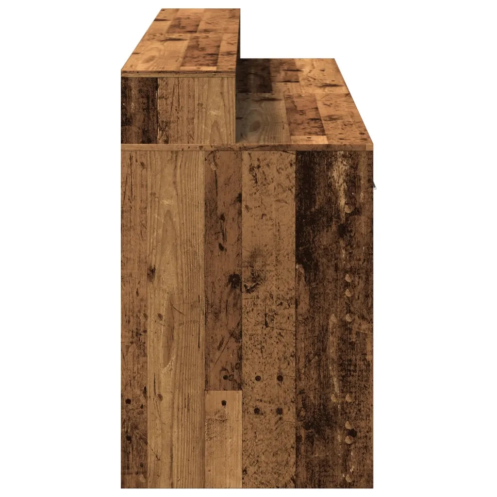 Scrivania | Tavolo da Ufficio con Luci LED Legno Antico 160x55x91 cm in Multistrato