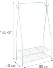 Appendiabiti con asta appendiabiti 2 scomparti per riporre scarpe e stivali 162 cm metallo bianco 13_0002133_2