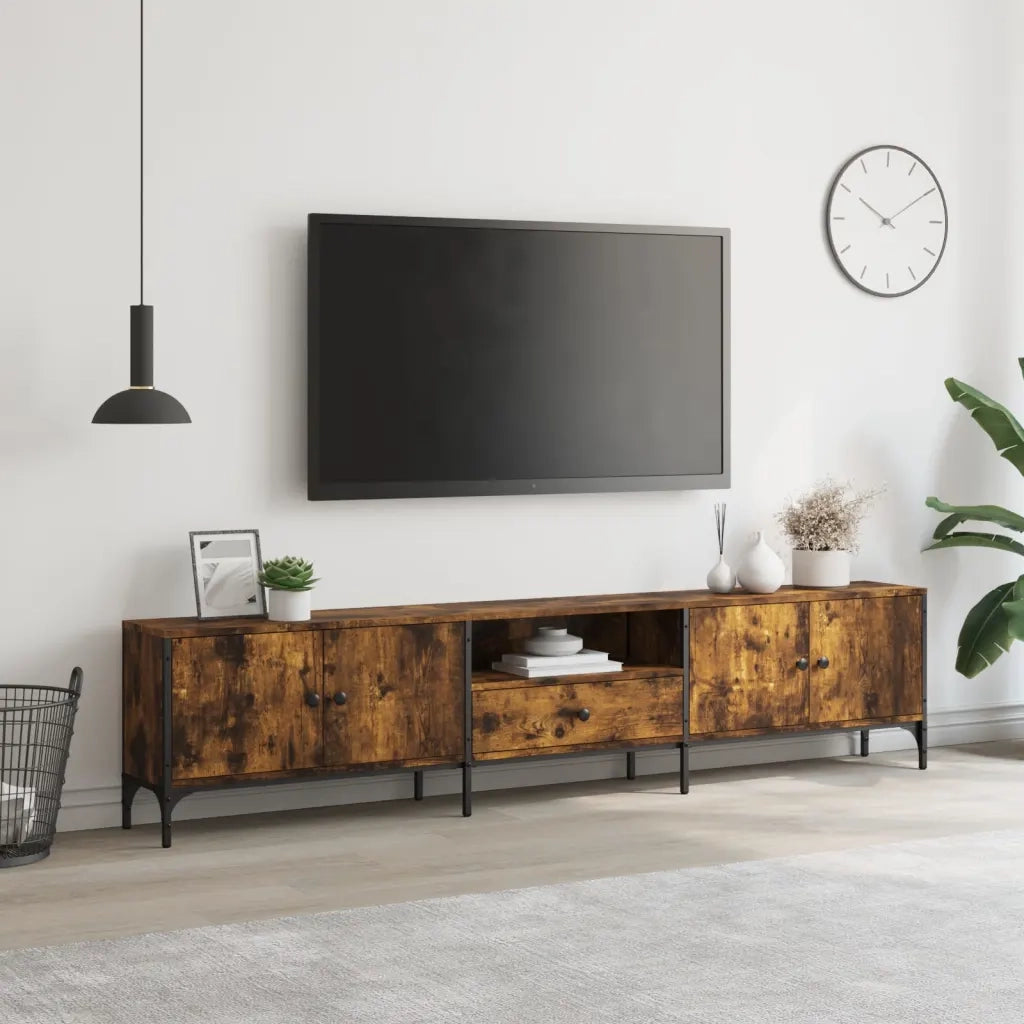 Mobile TV Cassetto Rovere Fumo 200x25x44 cm Legno Multistrato 838990