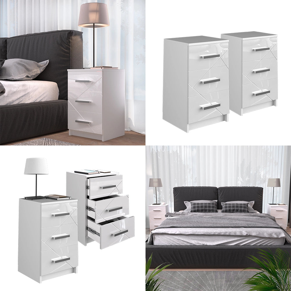 Vicco Comodini camera da letto Bianco 35.5 x 66 cm Set di 2