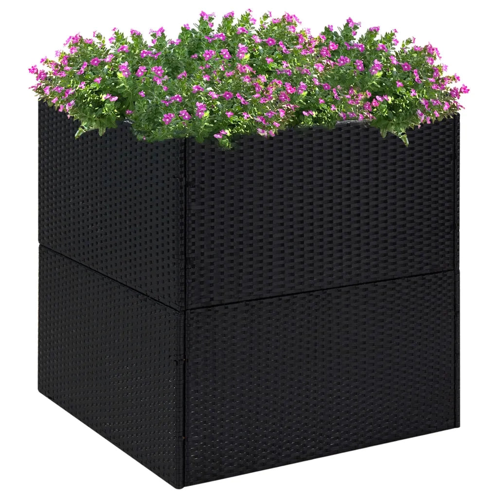 Fioriera da Giardino-Vaso da Esterno-Contenitore per Piante Nero 80x80x80 cm in Polyrattan