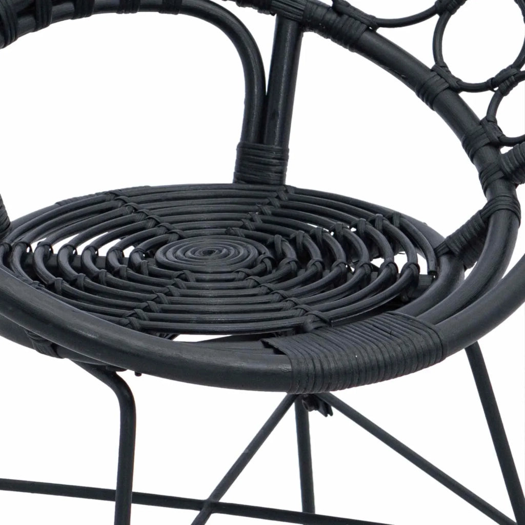 Sedia da pranzo 2 pcs Nero 49 x 51 x 81 cm Rattan e Ferro 42011561