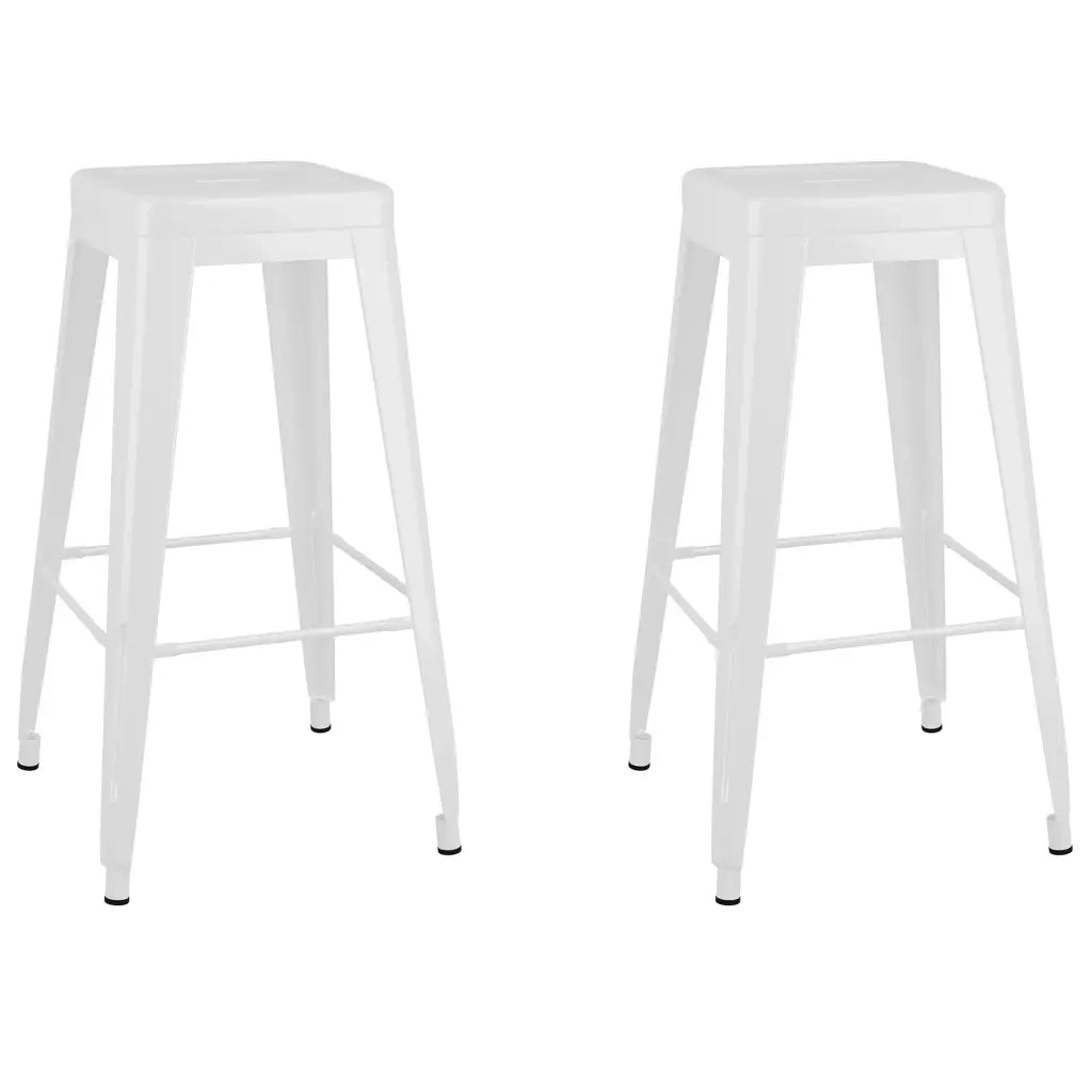 Sgabelli da Bar Impilabili 2 pz Bianchi in Metallo 248148