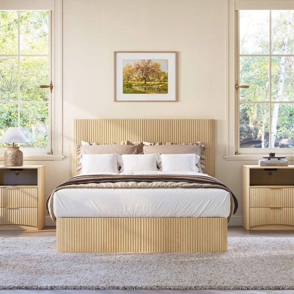 Letto Contenitore con Sollevamento Idraulico ¨C MINIMAL ¨C Rovere Chiaro, Doghe Massello, 140x200