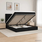 Letto Ottomano con Materasso e LED Nero 160 x 200 cm Velluto 3458387