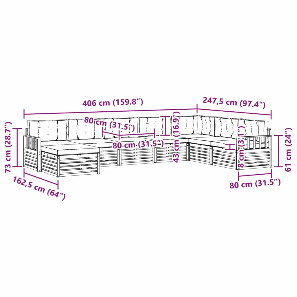 Set di divani da esterno con cuscino 8 pcs Naturale e Antracite 3373932