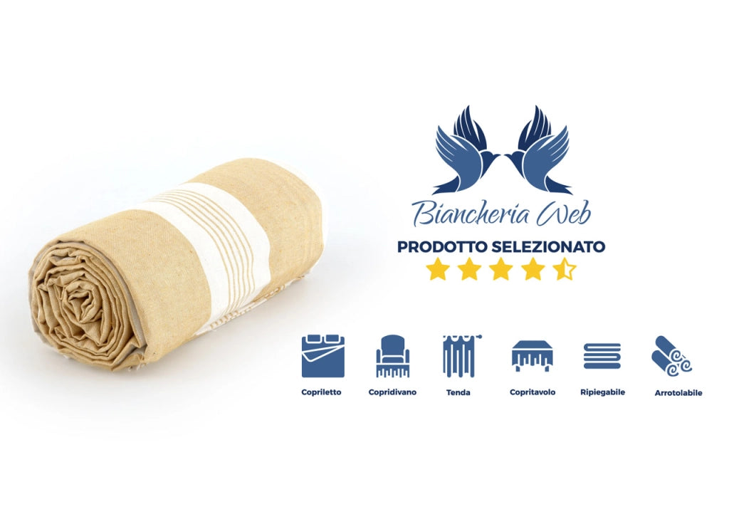 Telo Arredo Granfoulard Copritutto Cotone Made Italy Vari Disegni Arredatutto Copriletto Multiuso - 1 Piazza - Grancasa Giallo
