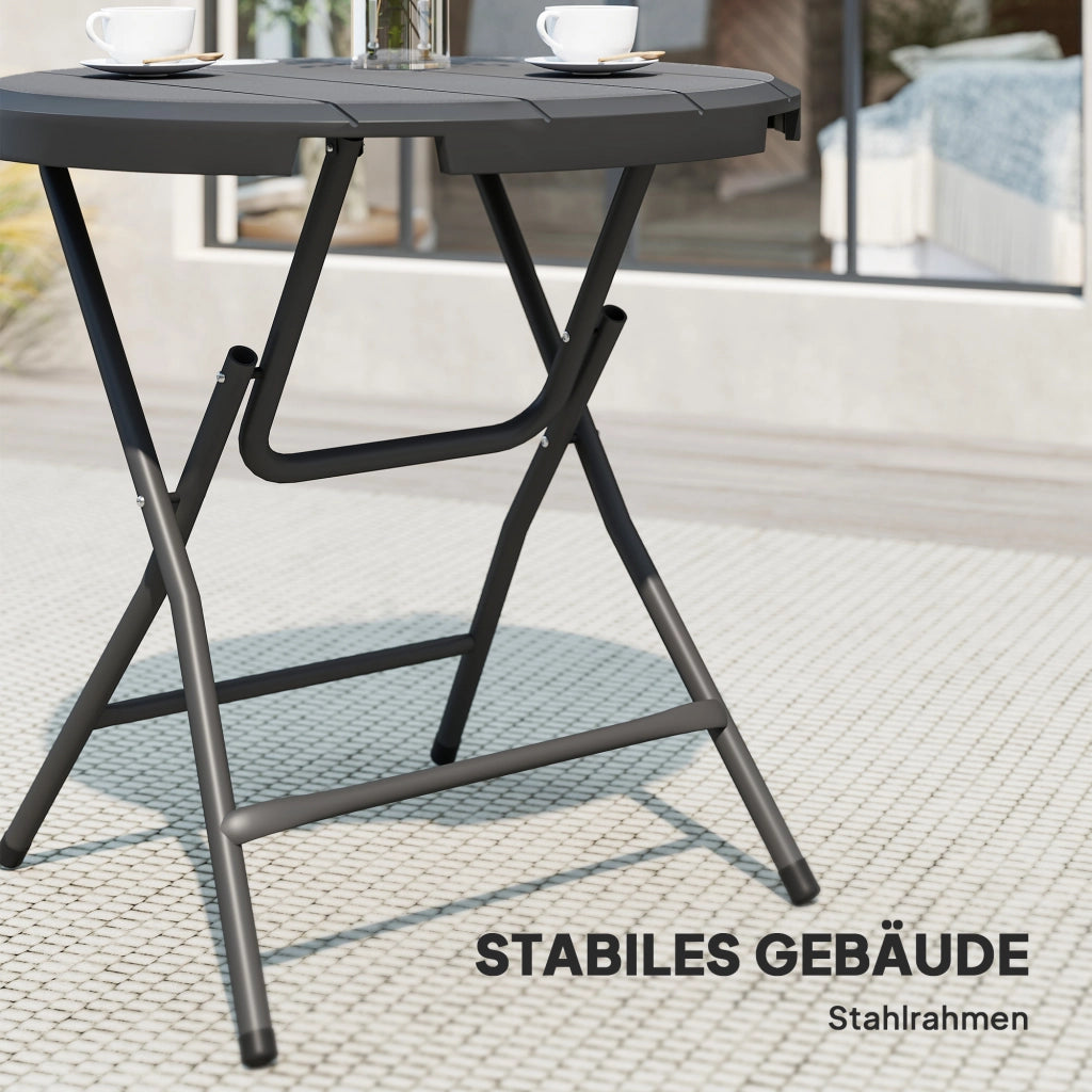 Tavolo da giardino rotondo pieghevole per 4 persone ¨C zephmum ¨C grigio scuro, acciaio e plastica, 80x80x73 cm