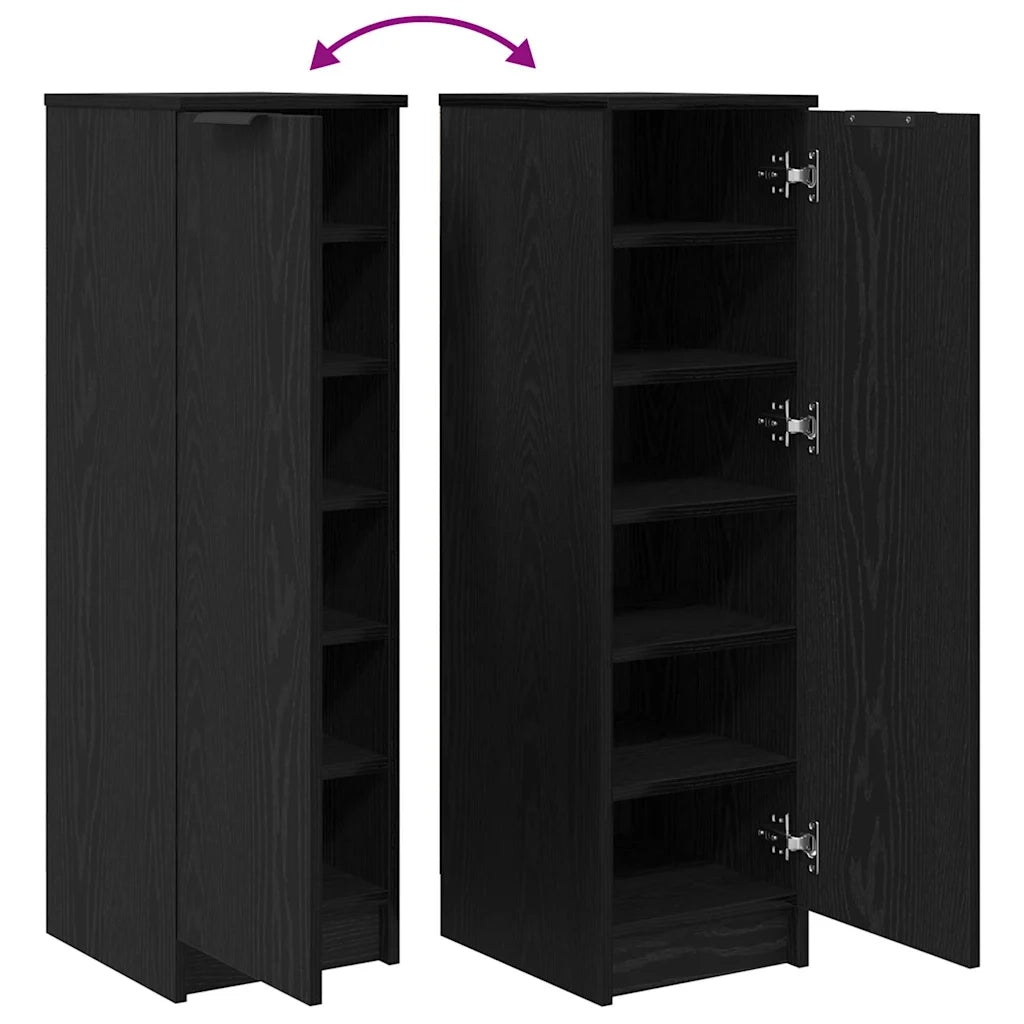 Mobile per scarpe con porta-Scarpiera Rovere Nero 29,5 x 35 x 101 cm