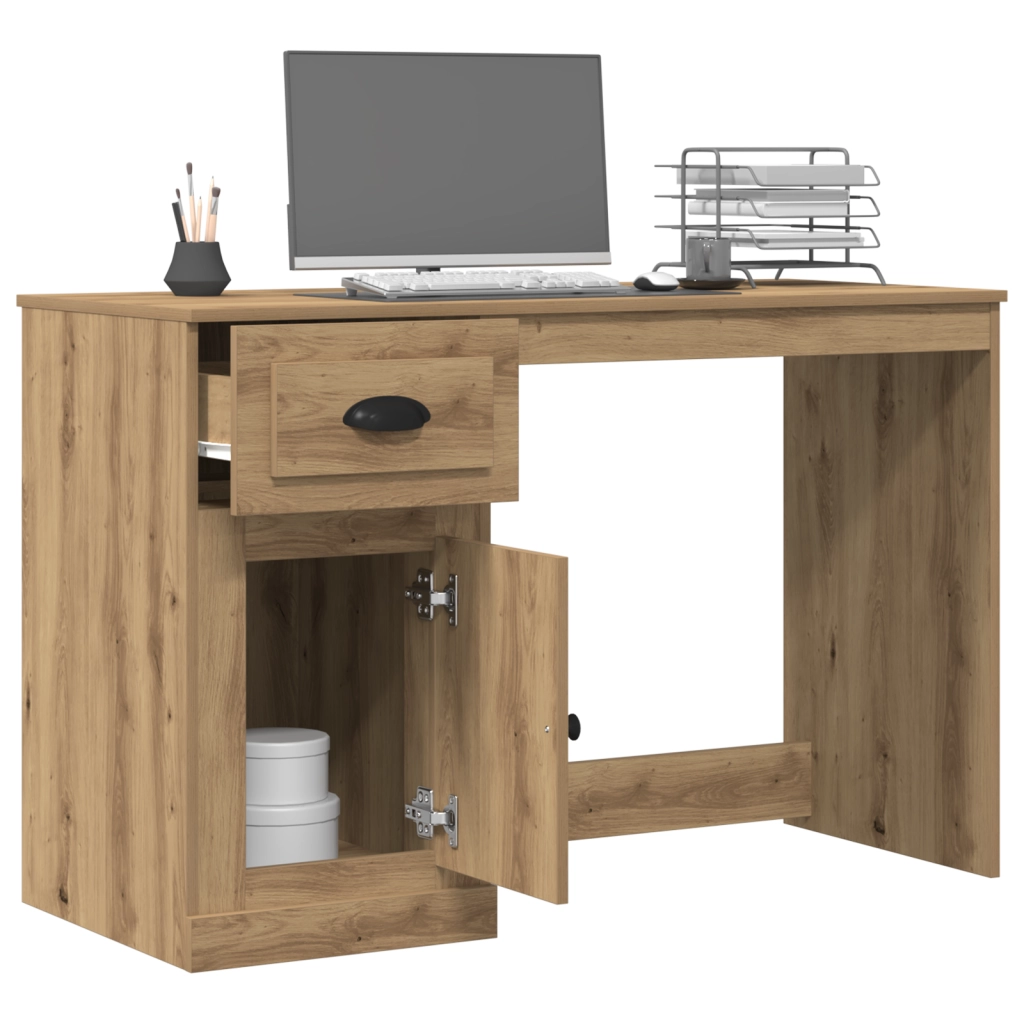 Scrivania  con spazio di archiviazione in rovere artigianale 50x115x75 cm in legno ingegnerizzato