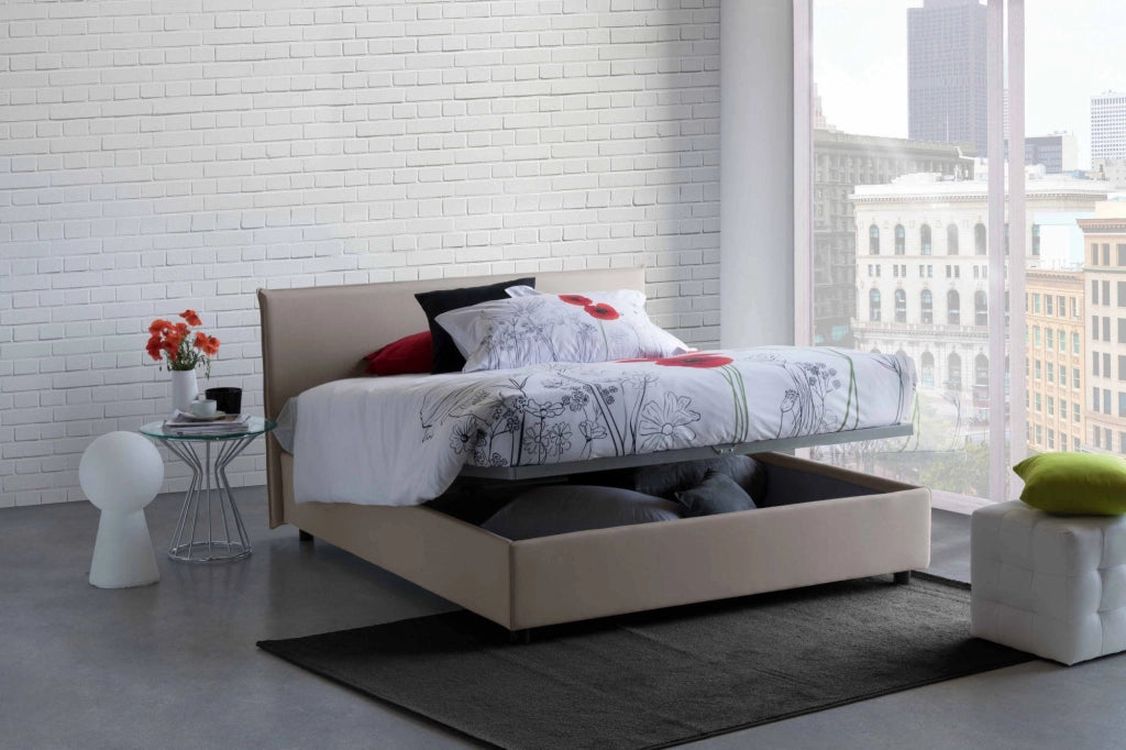 Letto Matrimoniale Ashlee, Letto Matrimoniale Sfoderabile Made in Italy, Grigio Tortora