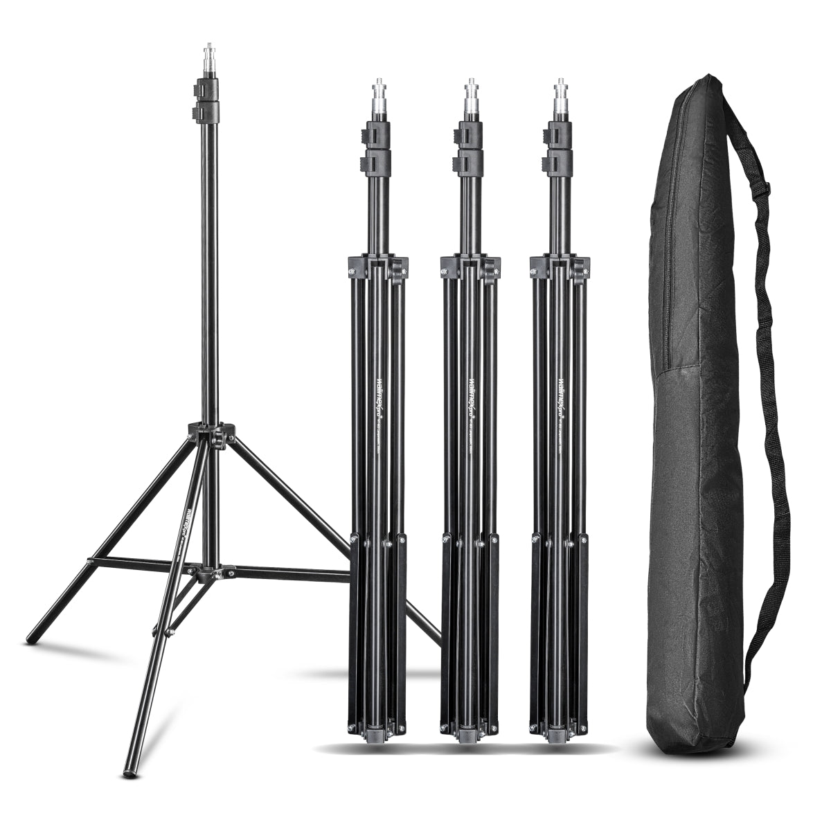 WT-803 Stativo per luci con adattatore Set di 4 - Treppiede in alluminio per studio foto, altezza max 208 cm portata max 3,5 kg per flash softbox