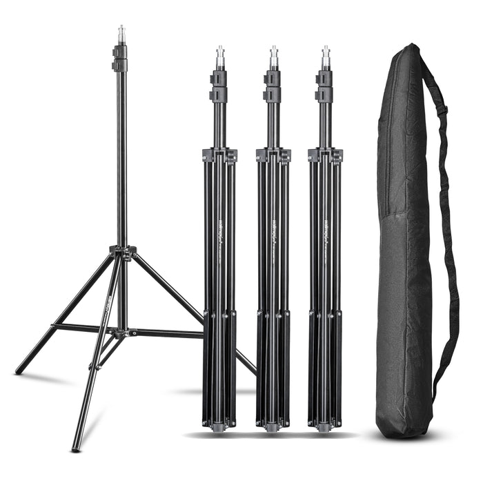 WT-803 Stativo per luci con adattatore Set di 4 - Treppiede in alluminio per studio foto, altezza max 208 cm portata max 3,5 kg per flash softbox