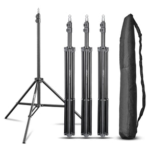 WT-803 Stativo per luci con adattatore Set di 4 - Treppiede in alluminio per studio foto, altezza max 208 cm portata max 3,5 kg per flash softbox