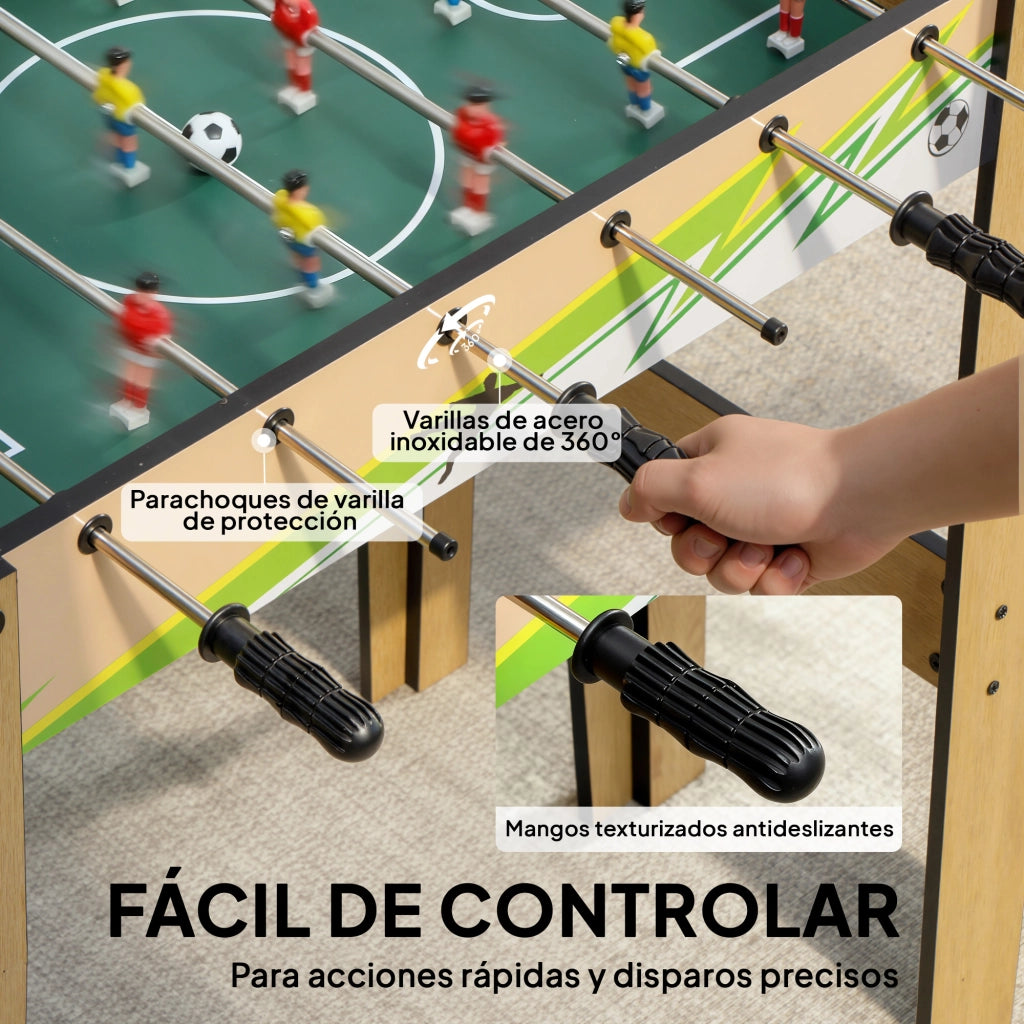Tavolo da calcio per bambini in legno con marcatori e 18 giocatori ¨C zephmum ¨C naturale 75x66x75 cm