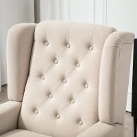 Poltrona per Salotto in Stile Francese con Seduta Imbottita e Cuscini, in Poliestere, 74x86x102 cm, Beige