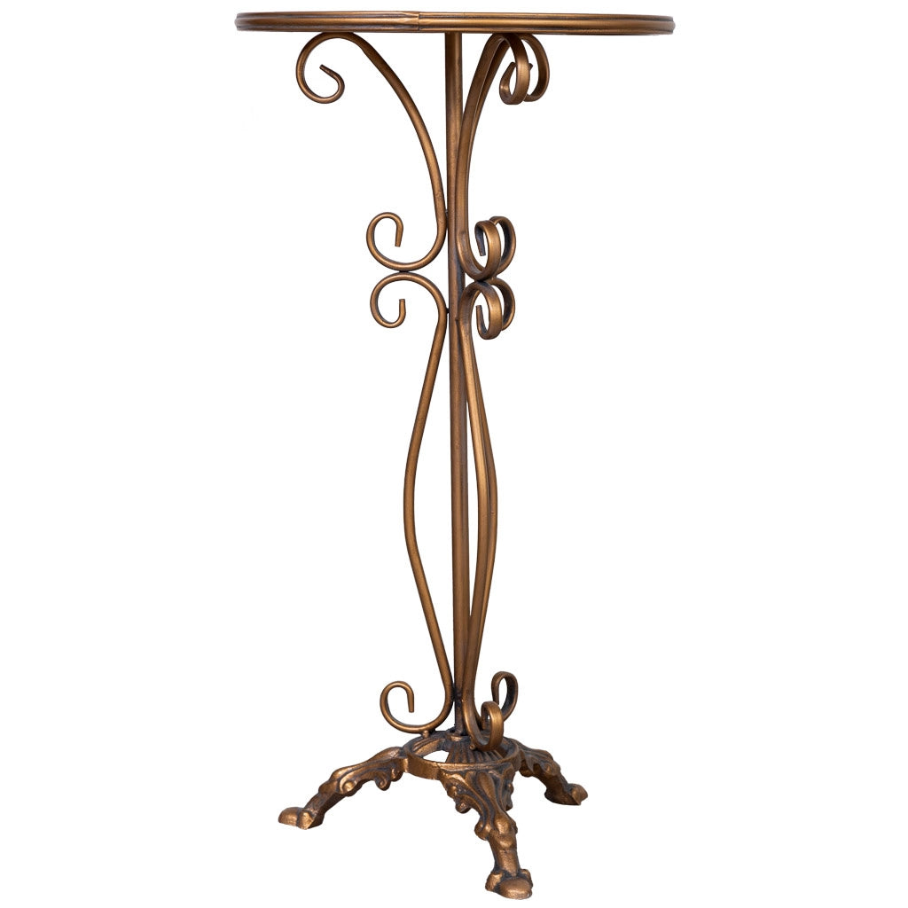 Tavolino in metallo invecchiato dorato 40x40x77