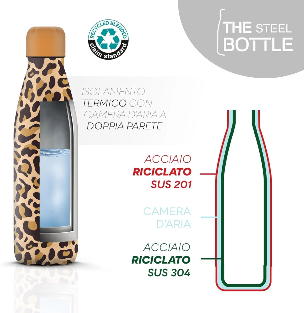 The Steel Bottle Bottiglia termica in Acciaio Inox Capacità 500 ml Chiusura Ermetica - Jungle