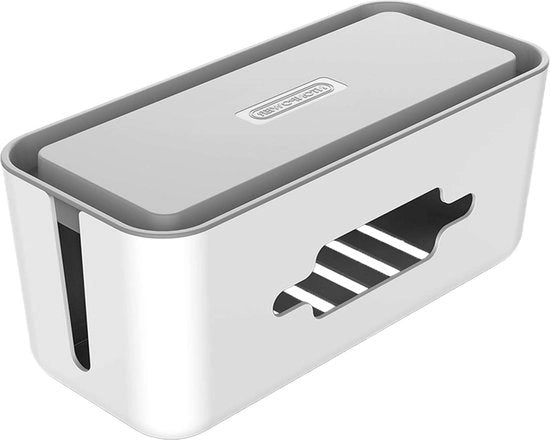 Cassetta di Gestione dei Cavi e di Archiviazione per Desktop - Stufa e Raffreddamento - Pieghe Antiscivolo in Gomma - Grigio - 280 x 105 x 120 mm