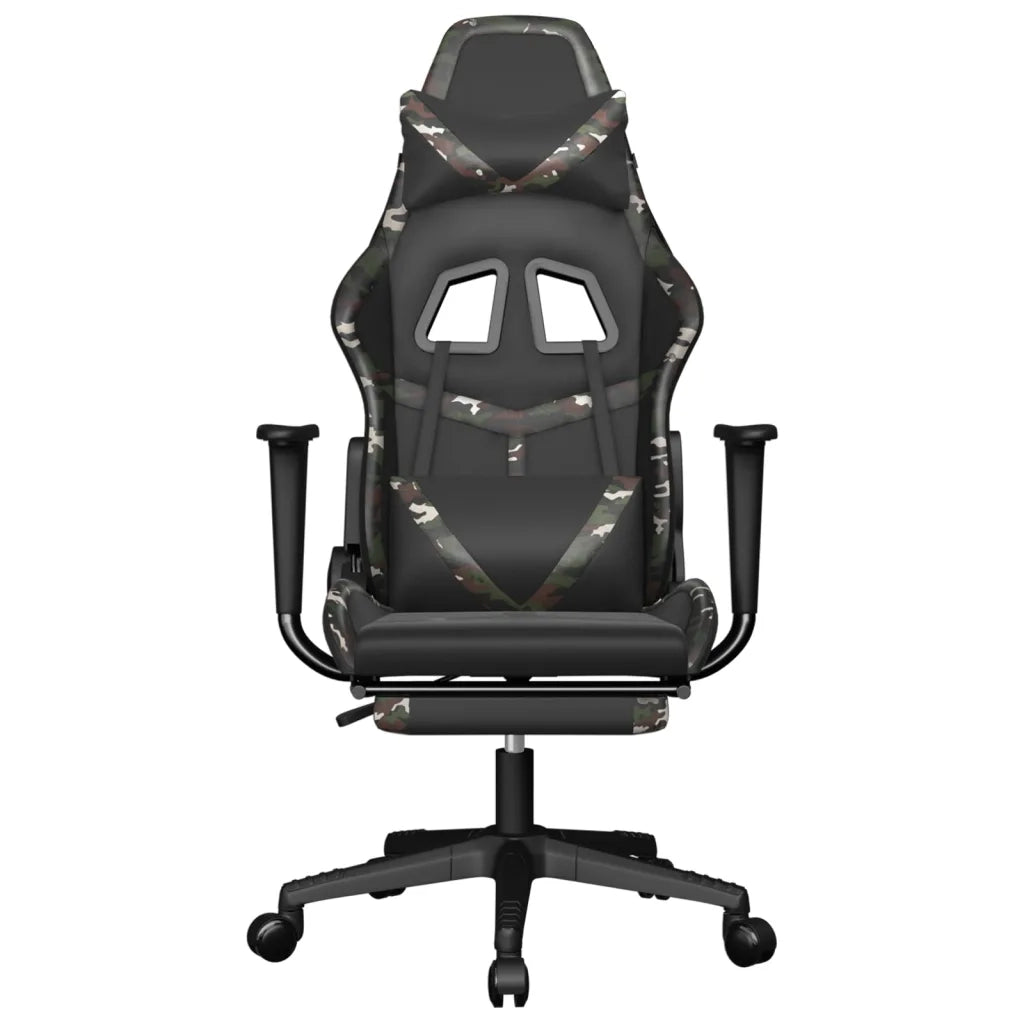 Sedia da Gaming | Sedia da e-sports con Poggiapiedi Nero e Mimetico in Similpelle