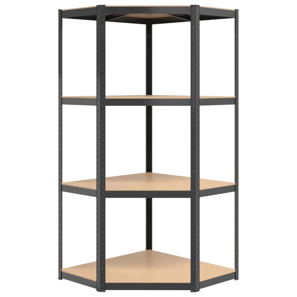 Scaffale angolare a 4 ripiani acciaio e legno ingegnerizzato colore antracite 02_0045677