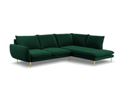 Cosmopolitan Design - Divano angolare destro "Vienna" 6 posti in velluto verde bottiglia 