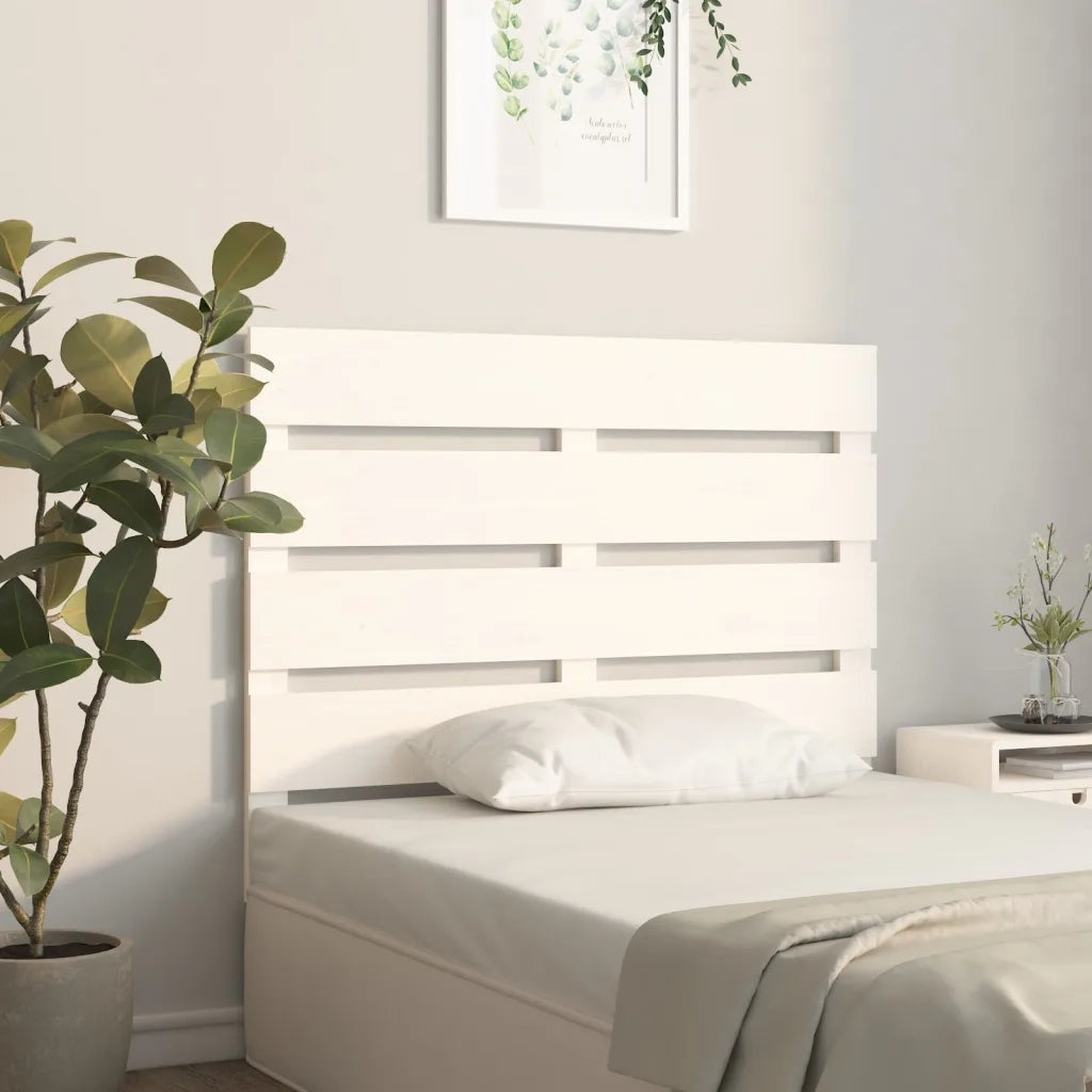 Testiera | Testata per Letto Bianca 90x3x80 cm in Legno Massello di Pino