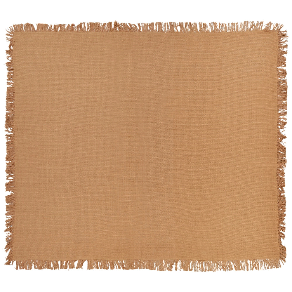 Copriletto marrone in tessuto di cotone 200 x 220 cm con frange Coperta decorativa Biancheria da letto design classico Camera da letto