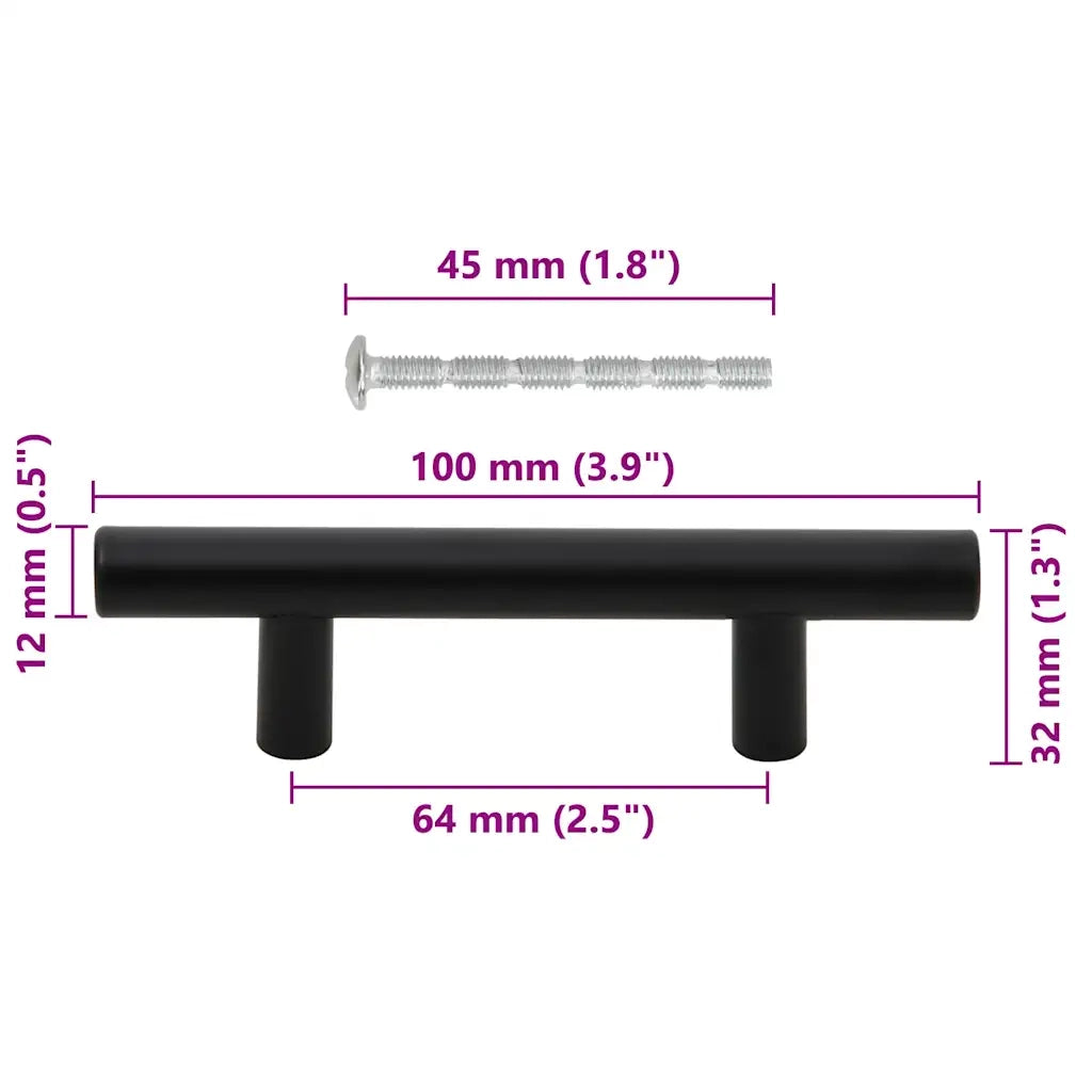 Maniglie per Mobili 10pz Nere 64mm in Acciaio Inox