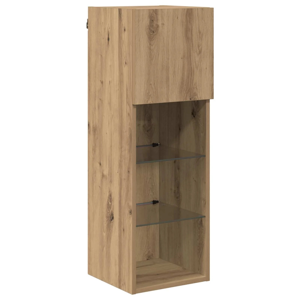 Mobiletti TV da Parete 4 pcs Rovere Nero Legno multistrato