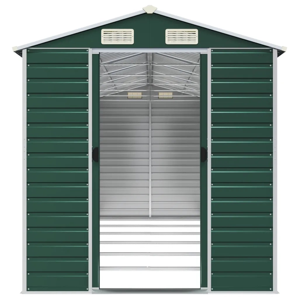 Capanno da Giardino Verde 191x555x198 cm in Acciaio Zincato