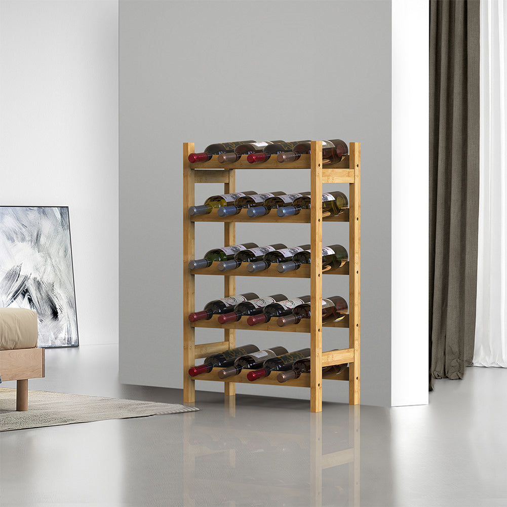 Cantinetta Portabottiglie di Vino  20 Posti in Legno Bambù Naturale
