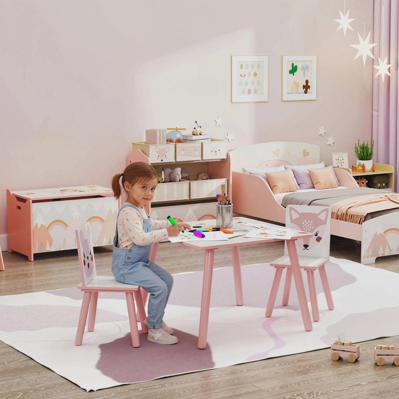 SET Tavolo e 2 sedie 60x60 cm Legno di pino Rosa