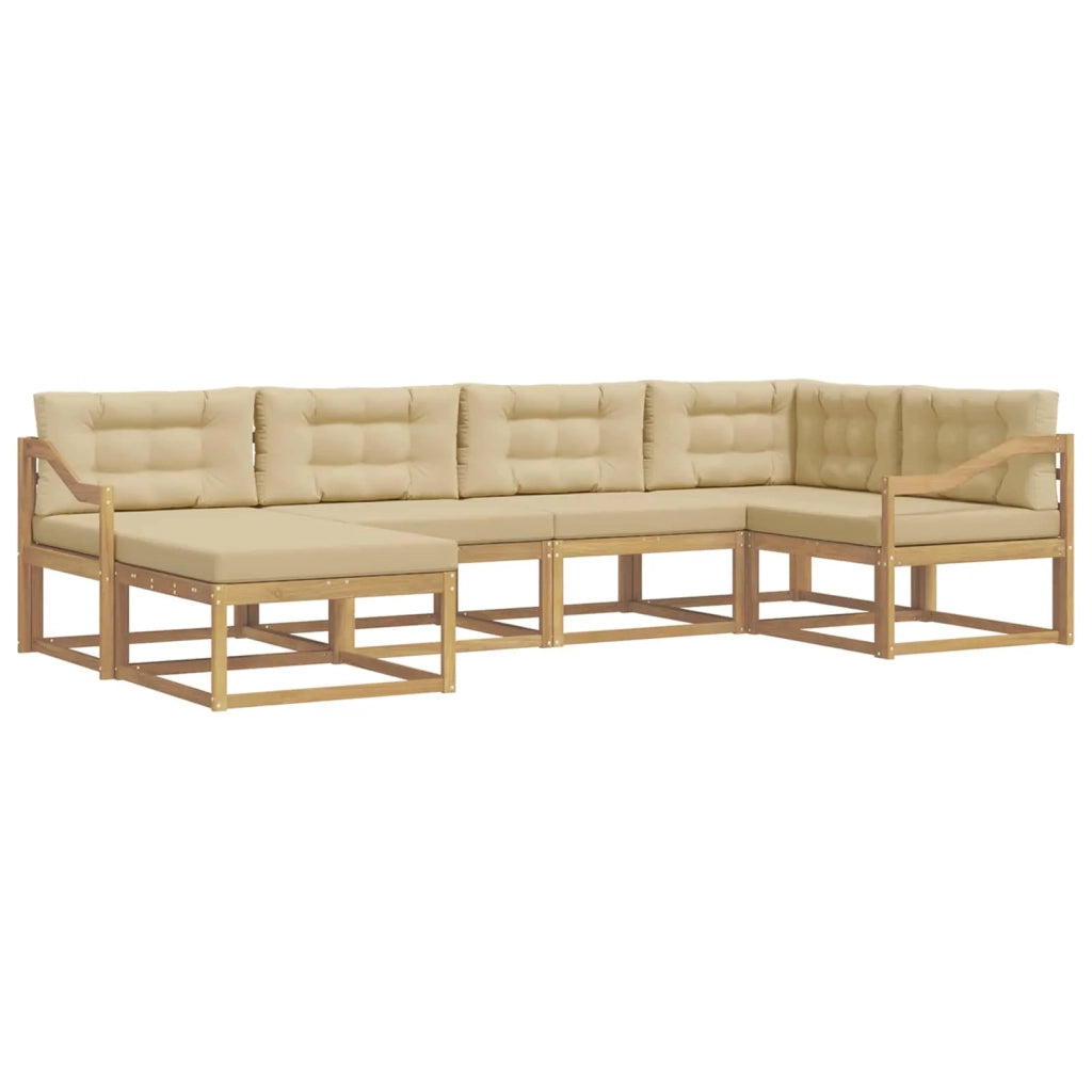 Set di divani da esterno 5 pcs Bianco e Beige Poliestere 3386707