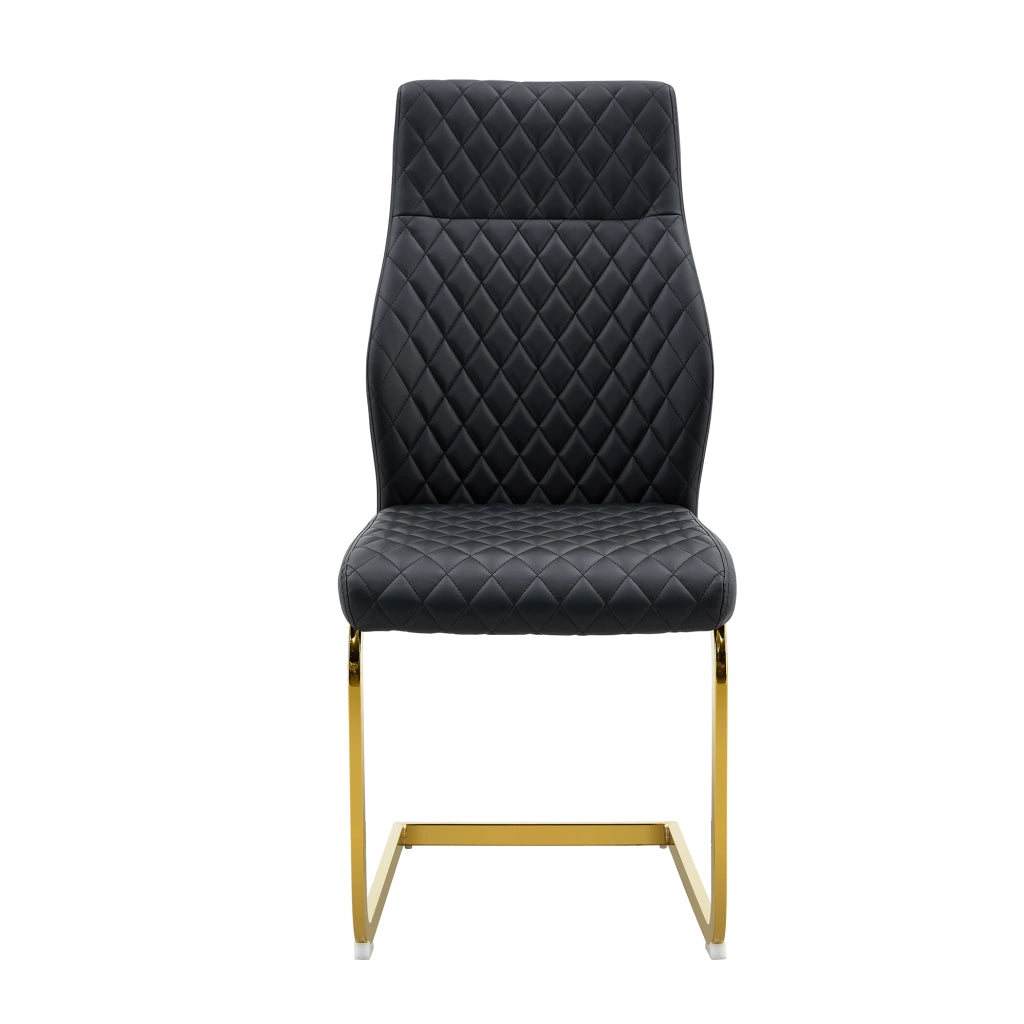 Set tavolo da pranzo e sedie con 1 tavolo rotondo e 4 sedie; in vetro temperato; metallo e PU nero e oro