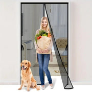 Gordino a rete 90x210cm, tessuto extra fitto, tenda a volant magnetico contro insetti e zanzare, con adesivo e striscia magnetica, chiusura automatica, nero.