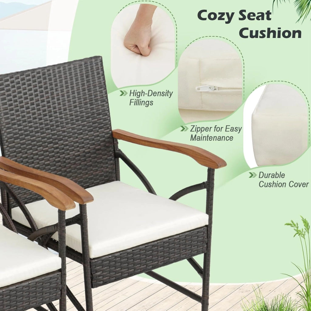 Set di 2 Sedie in Rattan, Sedia Giardino Poltrone da Esterno con Cuscini per Seduta con Cerniera, Set di 2 Comode Sedie per Giardino, Patio, Terrazza (Modello X, 56 x 62 x 89 cm)